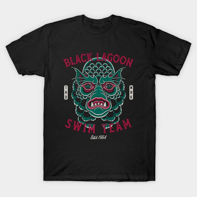 Black Lagoon Swim Team - Vintage Traditional Tattoo - Horror T-Shirt by Nemons